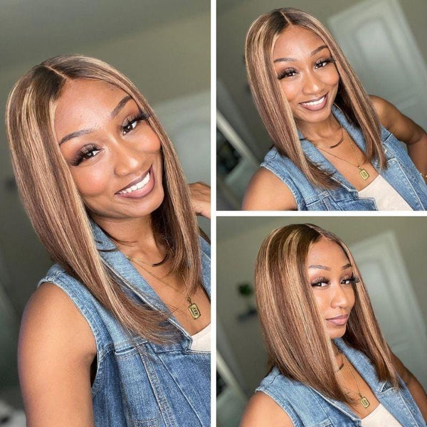Klaiyi Whatsapp Special Offer |Highlight Straight Bob WigLace Part Clearance Wig