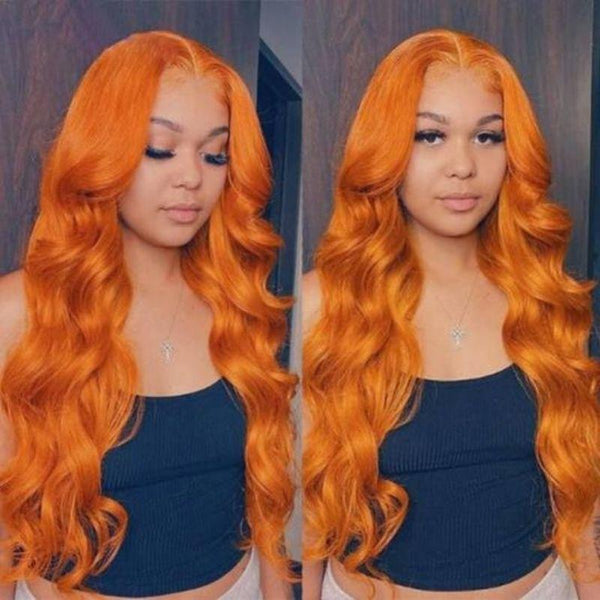 Klaiyi Ginger Orange Fall Colored Wig Lace Part Wig  Flash Sale