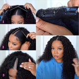 Klaiyi 4c Kinky Curly V Part Wigs Meets Real Scalp No Leave Out Upgraded Upart Glueless Wigs Flash Sale
