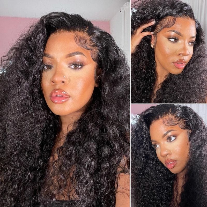 Klaiyi Best Wavy Water Wave Lace Front Wigs 100% Virgin Human Hair 150% Density