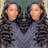 Klaiyi Best Loose Wave 13x4 Lace Front Human Hair Wigs Big Heatless Curls Hairstyle 150% Density
