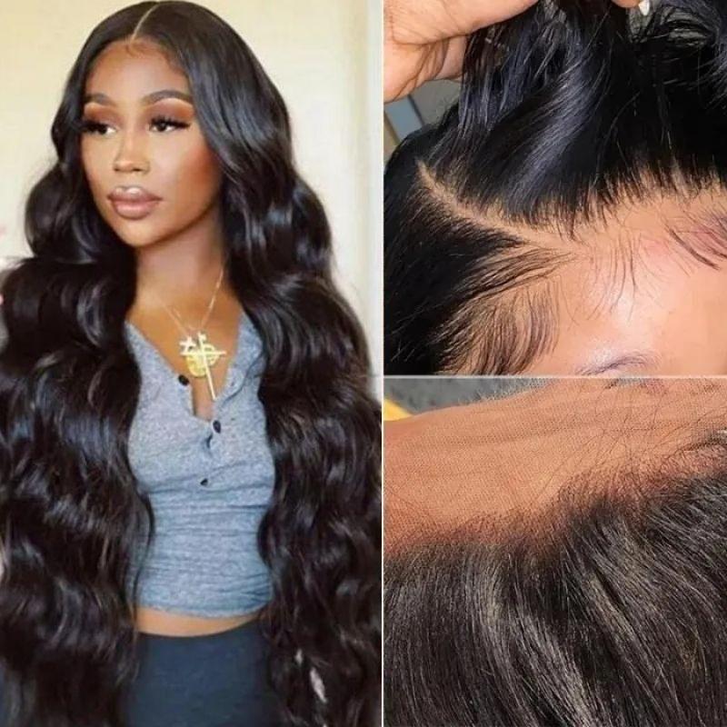 Klaiyi 5x5 HD Invisible Lace Closure Wigs Glueless Wigs Melted All Skin 360 Transparent Lace Frontal Wig Human Hair