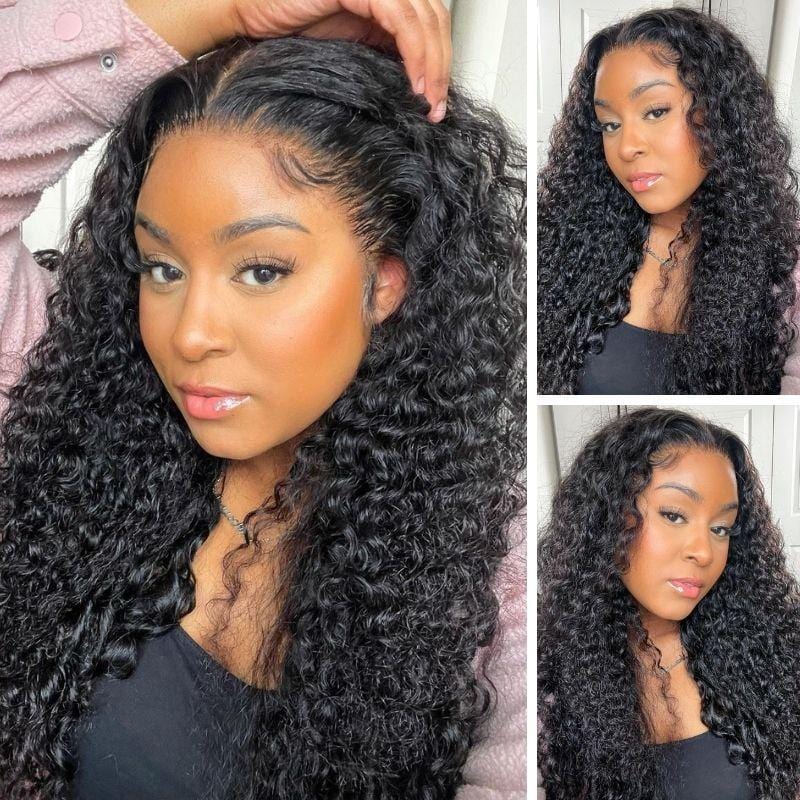 Klaiyi Natural Water Wave 13x4 Lace Frontal Wigs Virgin Human Hair Wet and Wavy Wigs Flash Sale