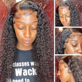 Klaiyi Best Wavy Water Wave Lace Front Wigs 100% Virgin Human Hair 150% Density