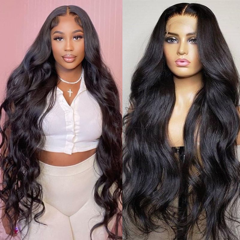 Klaiyi 5x5 HD Invisible Lace Closure Wigs Body Wave Glueless Wigs Melted All Skin 13x4 Transparent Lace Wig Human Hair