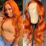 Under $100 | Klaiyi 180% Density 13x4 Lace Front Wig Ginger Orange Colored Body Wave Wigs Cinnamon Hot Color Wigs Flash Sale