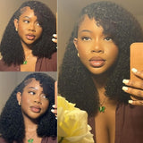 Klaiyi Short Bob V Part Wig Jerry Curly Glueless Wigs Meets Real Scalp No Leave Out Beginner Friendly