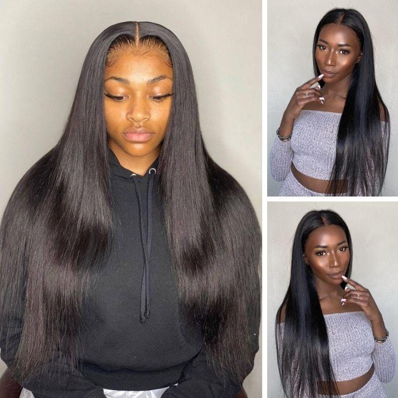 Klaiyi Silk Straight U Part Wigs 100% Virgin Human Hair Wigs Great Scalp Protective Wigs