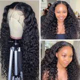 Klaiyi Best Wavy Water Wave Lace Front Wigs 100% Virgin Human Hair 150% Density