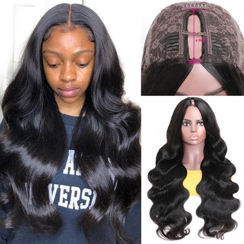 Klaiyi U Part Super Easy Affordable Glueless Body Wave Wigs 100% Human Hair Wigs