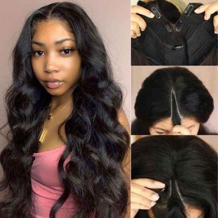 Hot Trends Glueless V Part Wigs Human Hair 10 Minutes Install Flash Sale