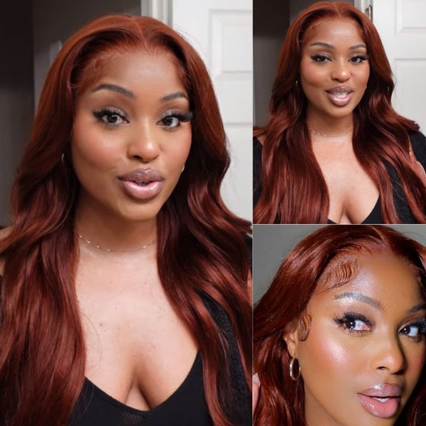 Body Wave Reddish Brown Color Lace Part Wig 60% Off Clearance