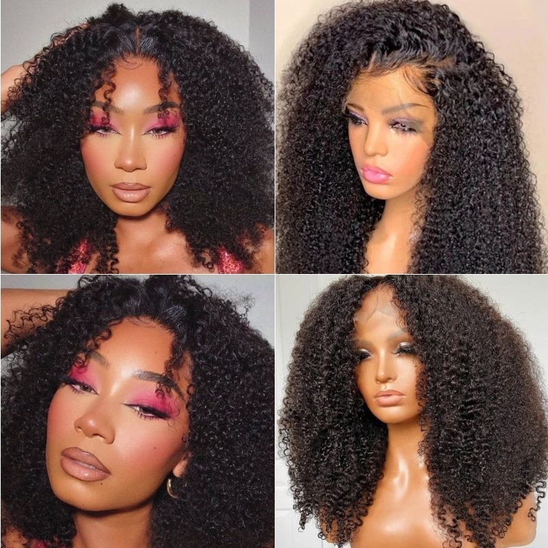 laiyi 4c Kinky Curly 13x4 Lace Front Wig Virgin Human Hair Pre Plucked For Women
