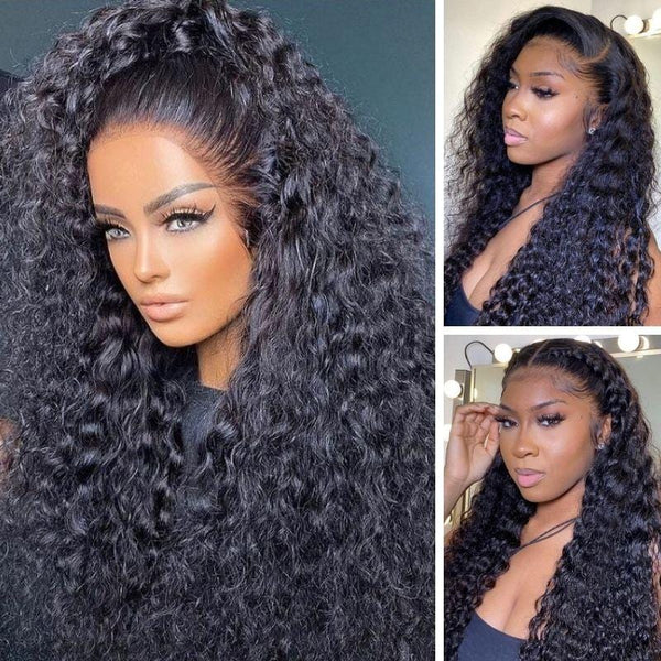 Klaiyi Natural Water Wave 13x4 Lace Frontal Wigs Virgin Human Hair Wet and Wavy Wigs Flash Sale