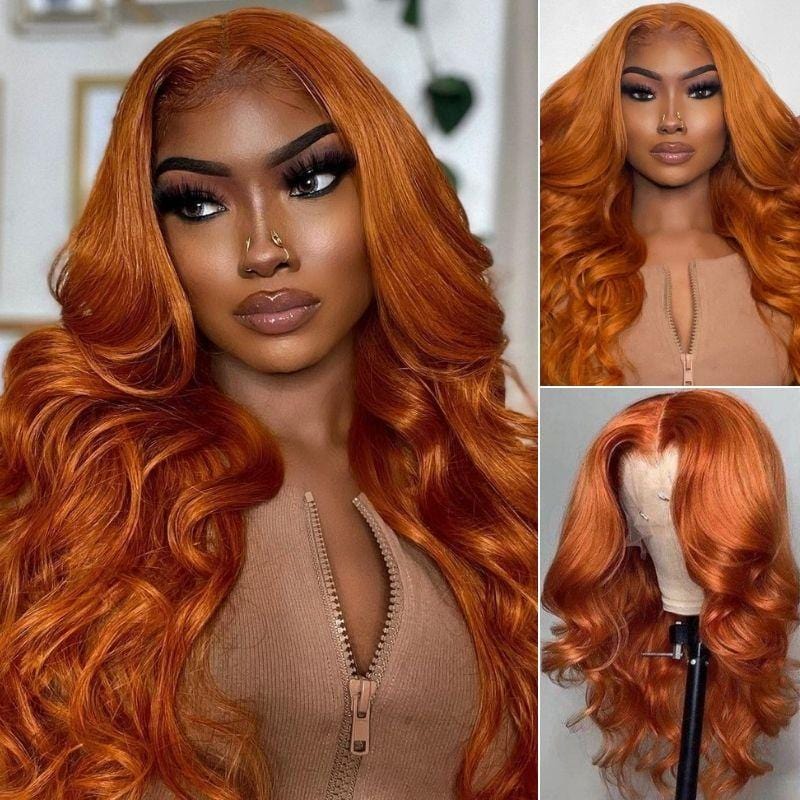 Klaiyi Cinnamon Orange Ginger Colored Body Wave Lace Front Wig Human Hair Beauty Must Haves