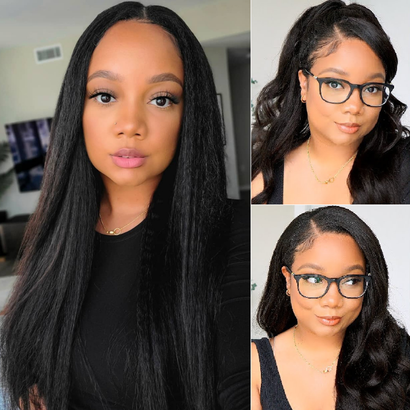 HD Clearance | Klaiyi Yaki Straight 5x5 HD Lace Closure Glueless Wig Kinky Straight Human Hair 200% Density Flash Sale