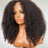 Klaiyi 4c Kinky Curly 13x4 Lace Front Wig Virgin Human Hair Pre Plucked For Women