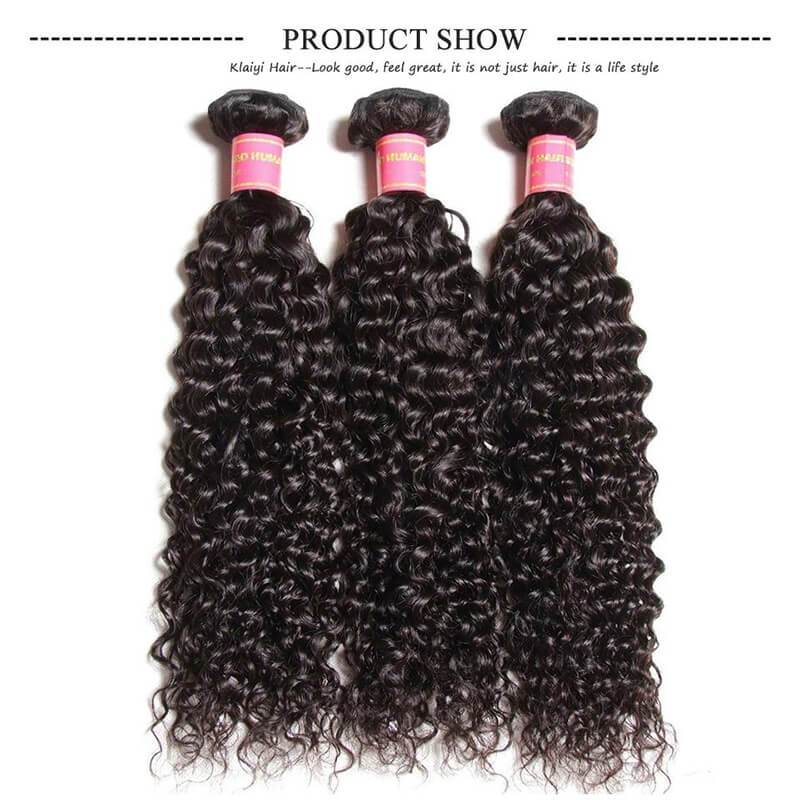 Klaiyi Hair 3 Bundles 100% Virgin Human Hair Curly Wave Hair Weft Deals Jerry Curly Flash Sale