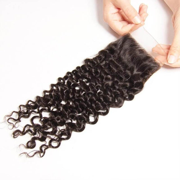 Klaiyi Brazilian Virgin Hair Curly Hair 4x4 Lace Closure