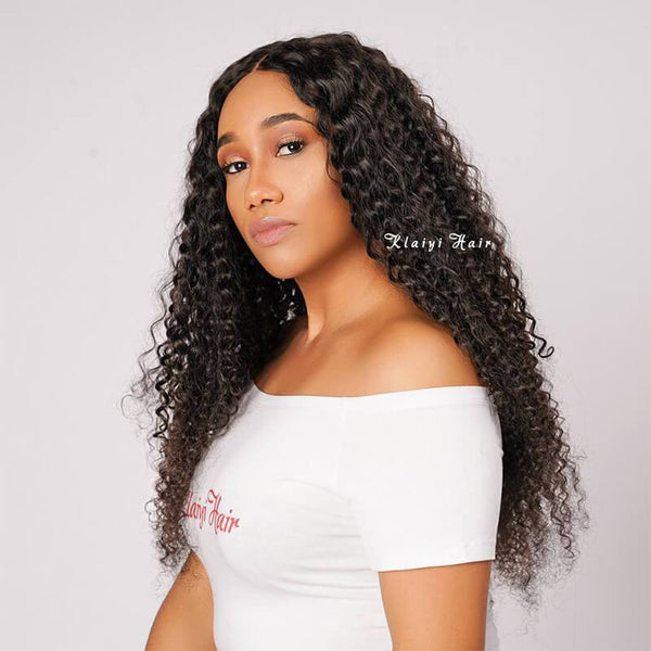 Klaiyi Brazilian Virgin Hair Curly Hair 4x4 Lace Closure