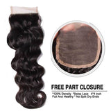 Peruvian Virgin Hair Natural Wave 4 Bundles with Free Part Lace Closure, 7A Grade Virgin Human Hair-Klaiyi Hair