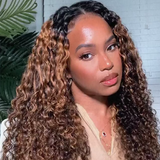 Klaiyi Beginner Friendly Wear Go Highlight Balayage Colored Curly Vpart Wigs Meets Real Scalp Flash Sale