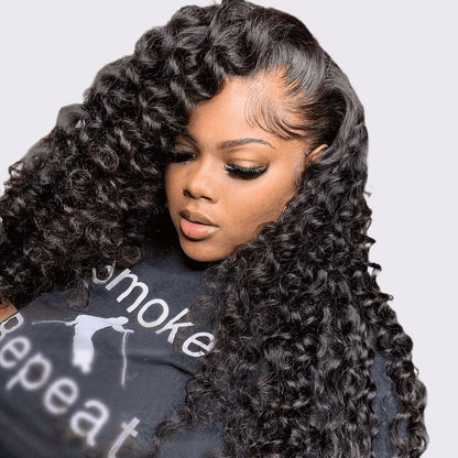 Klaiyi 13x4 Lace Front 180% Density Flash Sale Spiral Funmi Curl Transparent Lace Frontal Wig