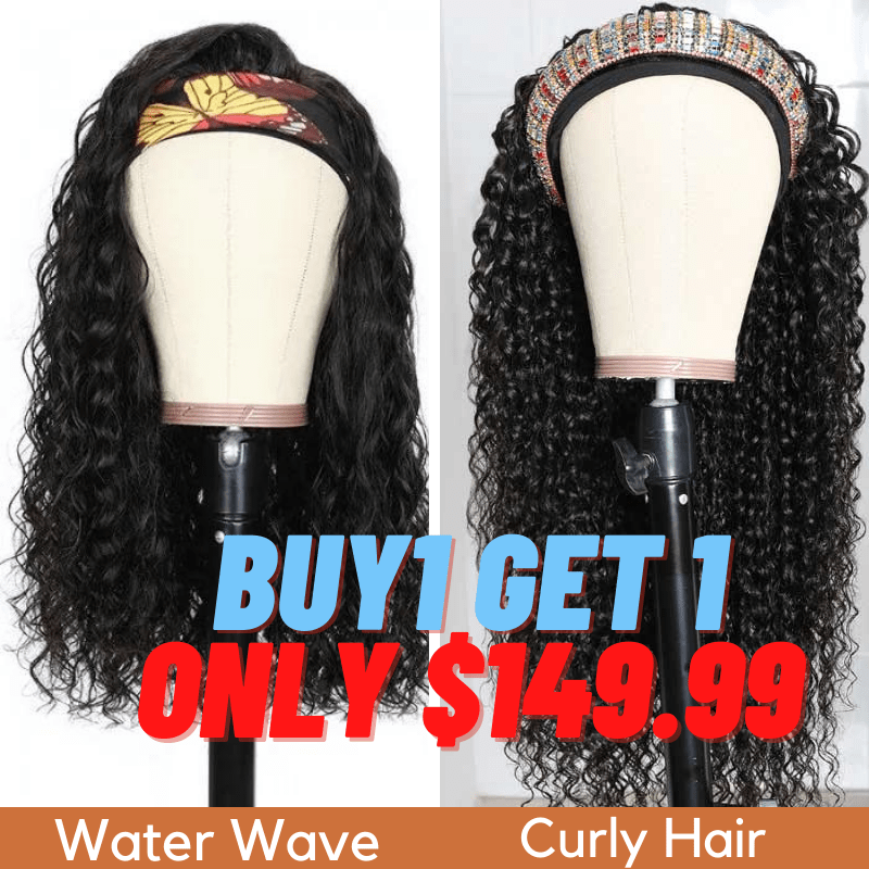 Flash Sale: Buy 1 Get 1 Free Headband Wigs Water Wave And Curly Hair Headband Wig Bulk Sale With Gifts