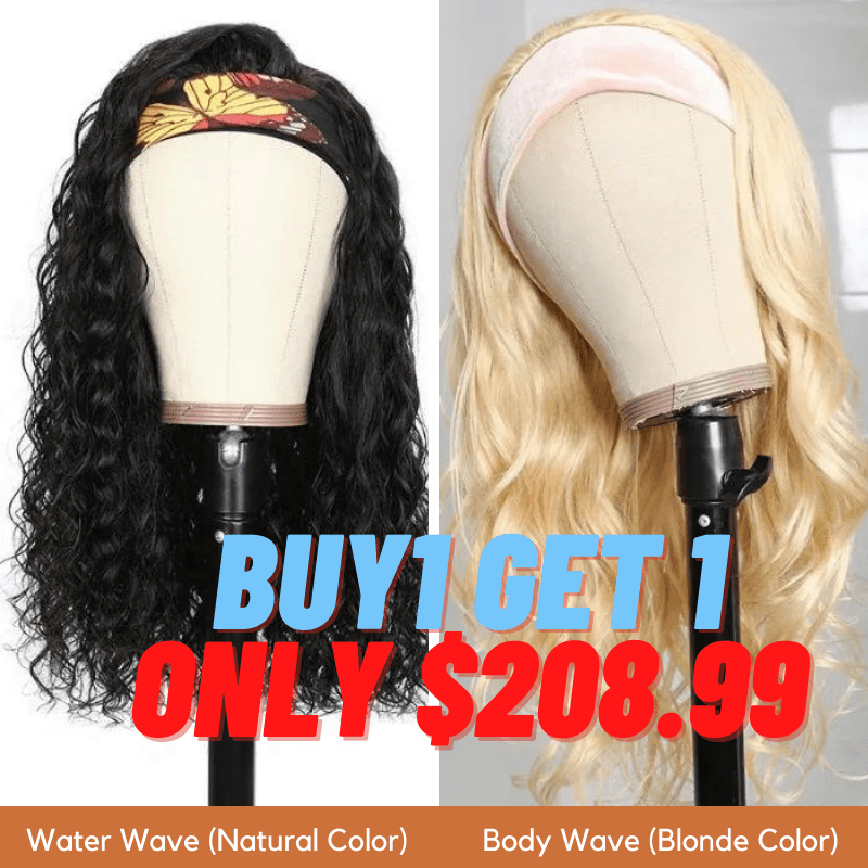 Flash Sale: Buy 1 Get 1 Free Headband Wigs Water Wave And Blonde Body Wave Headband Wig Bulk Sale With Gifts
