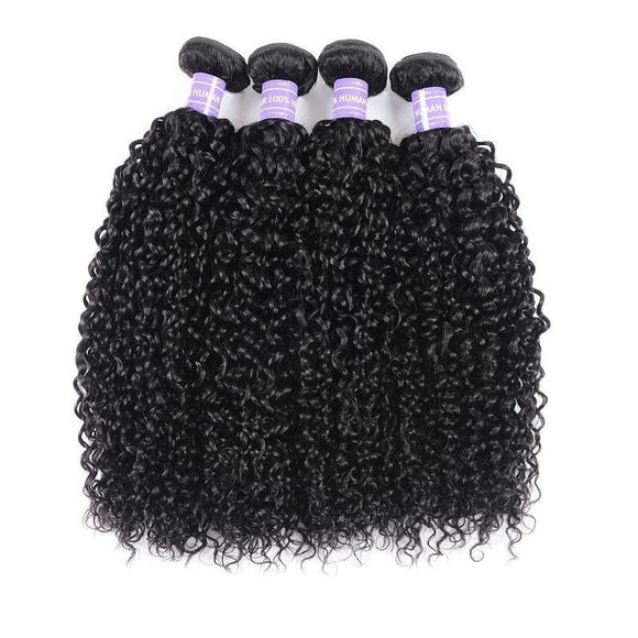 Klaiyi Remy Hair Brazilian 4 Bundles Curled Hair Weaves With Closure Youth Series 