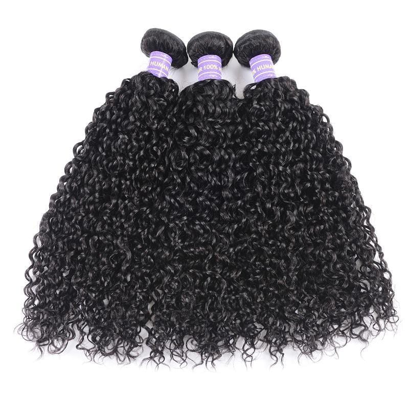 Klaiyi Remy Hair Brazilian 100% Human Hair Curly Hair 3 Bundles with 4*4 Lace Closure Youth Series