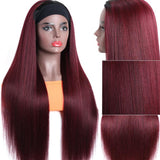 Klaiyi Dark Root 1B99J Burgundy Red Color Natural Yaki Straight Glueless Headband Wigs - Clearance Flash Sale