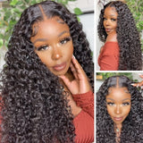 Klaiyi 5x5 HD Lace Closure Wigs Pre Plucked Jerry Curly Invisible Lace Closure Human Hair Wigs 180% Density