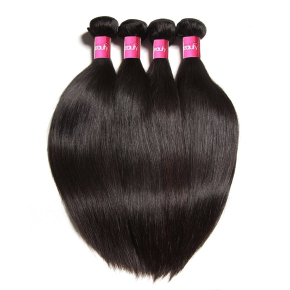 Klaiyi Cheveux malaisiens raides vierges non traités, mèches de 4 pièces/paquet 