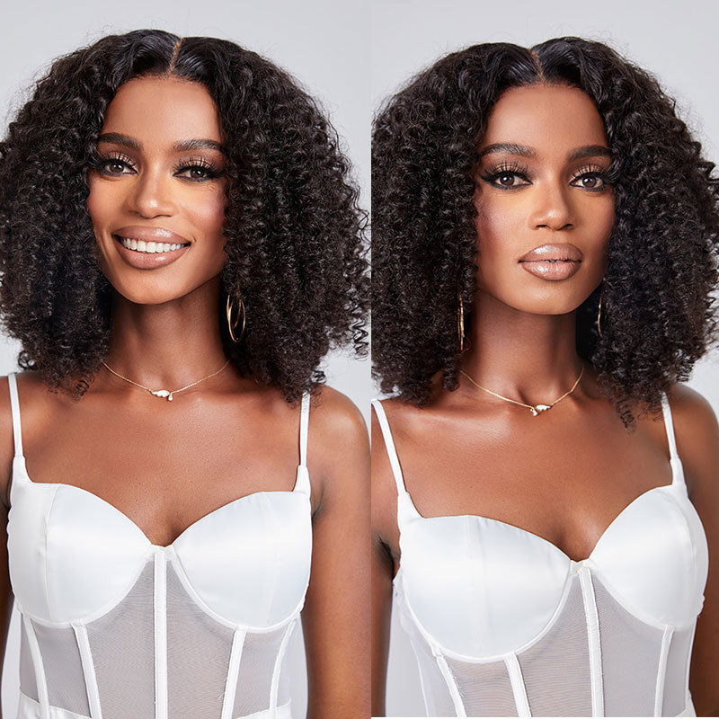 Klaiyi Pre-Cut Lace Kinky 4C Hair Afro Kinky Curly Human Wig Realistic Lace Frontal Big Curly Wig Flash Sale