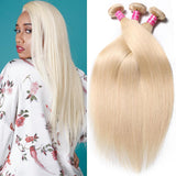 Klaiyi Blonde Color Straight Human Hair Weave 3 Bundles 100% Virgin Human Hair Extensions