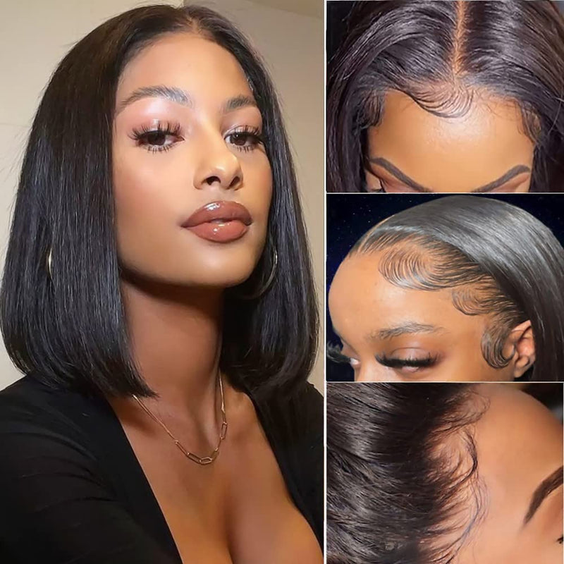 Klaiyi 13x4 Lace Front Bob Wigs Short Human Hair Wigs For Women Summer Style