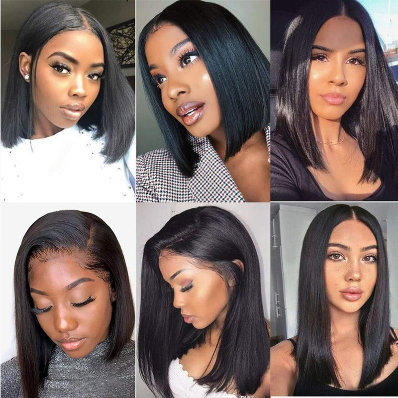 Klaiyi 13x4 Lace Front Bob Wigs Short Human Hair Wigs For Women Summer Style