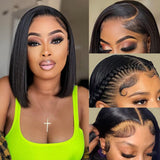 Klaiyi 13x4 Lace Front Bob Wigs Short Human Hair Wigs For Women Summer Style