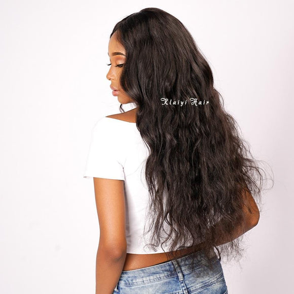 Klaiyi Hair, cheveux vierges ondulés, 3 paquets avec lace frontale 13x4 d'oreille à oreille 