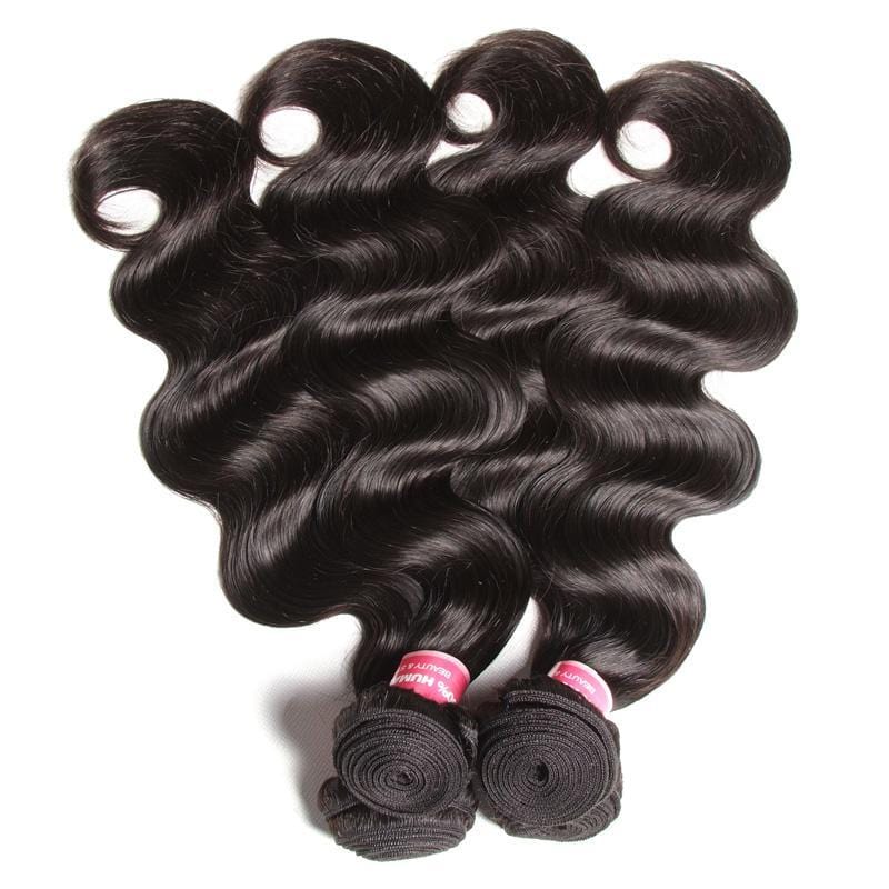 Klaiyi Brazilian Body Wave Virgin Hair 4 Bundles with Frontal Closure Natural Color