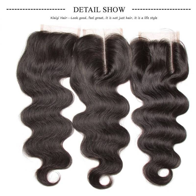 Klaiyi Malaysian Body Wave Free Part 4x4 Closure With 3 bundles Unprocessed Human Virgin Hair