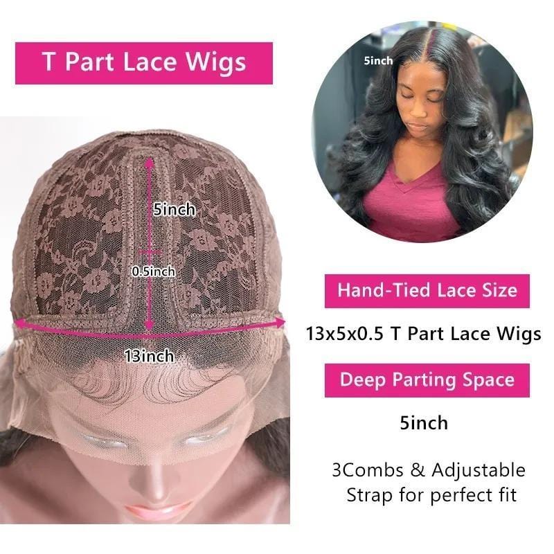 Klaiyi Hair Body Wave Lace Wigs Pre-plucked Natural Hairline Hand Tied Lace Part Wig With Baby Hair