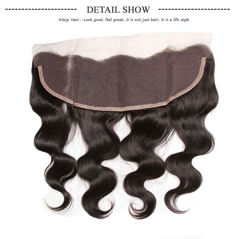 Klaiyi Brazilian Body Wave Virgin Hair 4 Bundles with Frontal Closure Natural Color