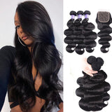 Klaiyi Remy Hair Brazilian Body Wave 3 Bundles with 4*4 Lace Closure On Sale Youth Series
