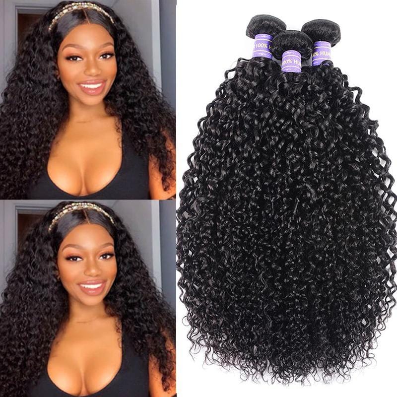 Klaiyi Remy Hair Brazilian 100% Human Hair Curly Hair 3 Bundles with 4*4 Lace Closure Youth Series