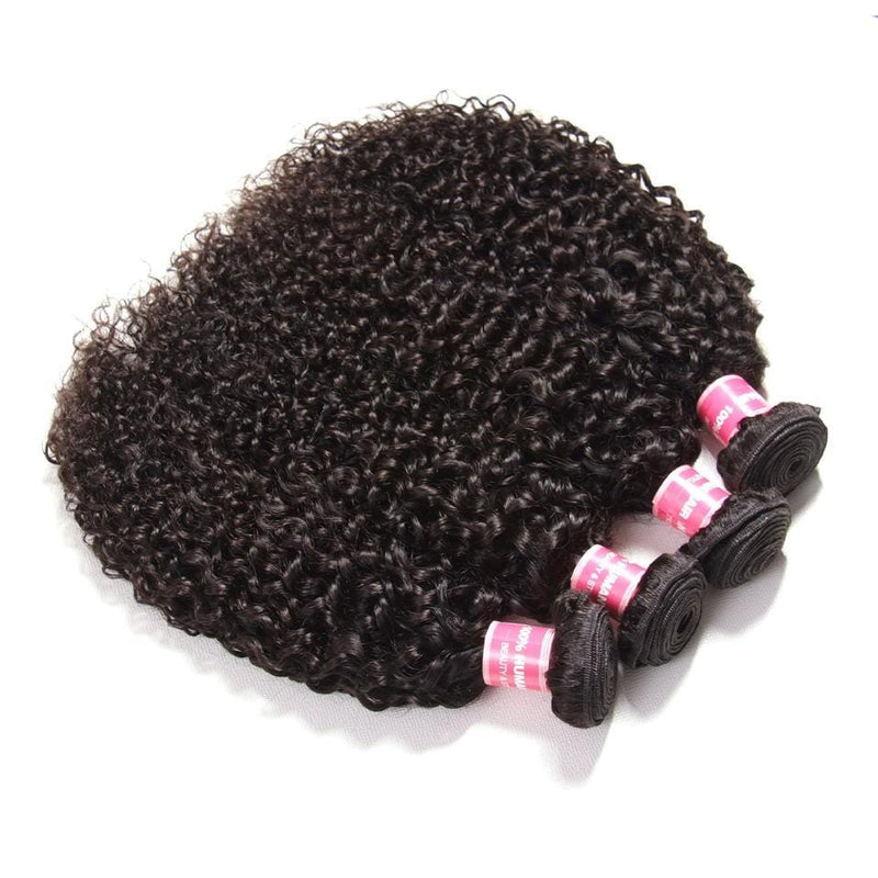 Indian Virgin Curly Hair 4 Bundles with 4*4 Lace Closure-Klaiyi Hair