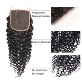 Klaiyi Hair Brazilian Curly Hair 3 Bundles with 5*5 Closure Cuticle Aligned Curly Weave with Free Part Closure