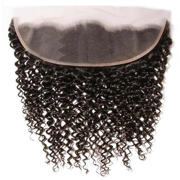 Klaiyi Hair Cheveux bouclés 13x4 Lace Frontale transparente en cheveux humains vierges Lace Frontale d'oreille à oreille 