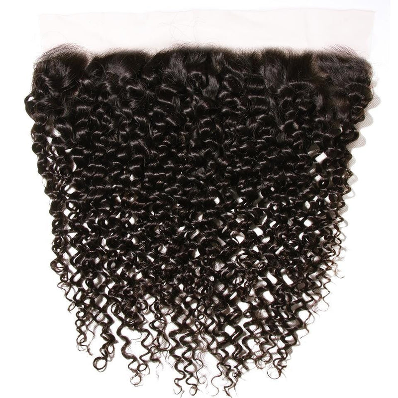 Klaiyi Hair Curly Hair 13x4 Transparent Lace Frontal Virgin Human Hair Ear to Ear Lace Frontal